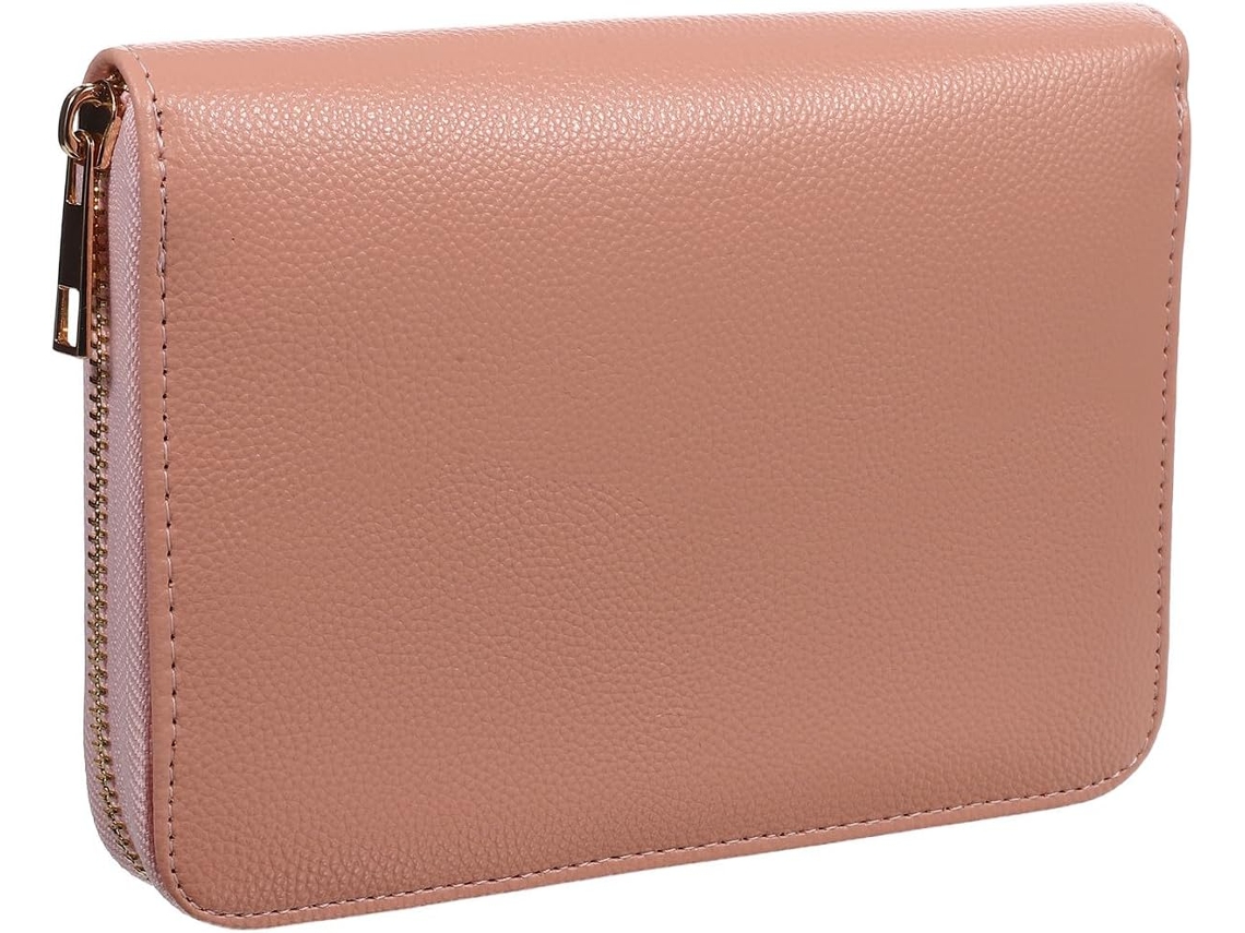 Bolsa Organizadora De Couro Pu Rosa Com Zíper E Alça, Ideal Para Moedas E Cartões.