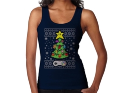 Chaleco retro para videojuegos con diseño de consola y árbol de Navidad para mujer GOKOCO