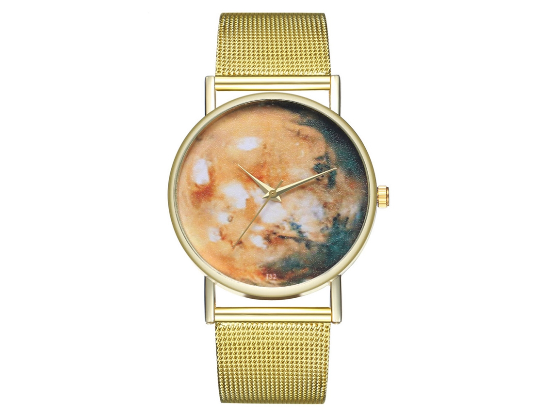 Reloj De Pulsera Unisex Zhoulianfa Con Diseño Nebuloso Y Correa De Malla De Aleación - Movimiento De Cuarzo