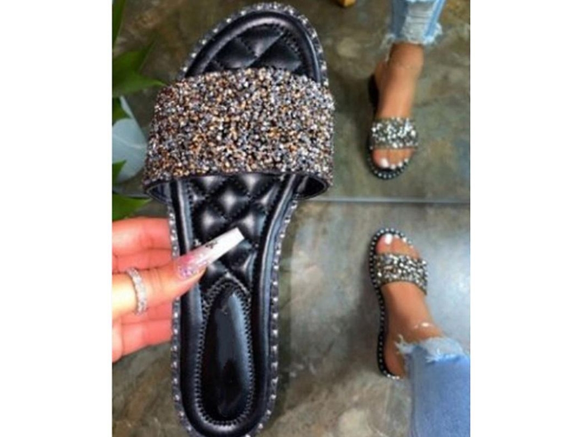 2026-zapatos Planos Sin Cordones Deslizantes Con Purpurina Sandalias Casuales Para Mujer