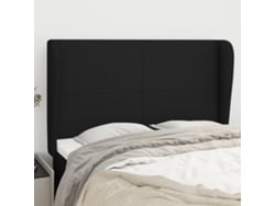 Cabecero Con Orejas De Tela Negro 147x23x118/128 Cm