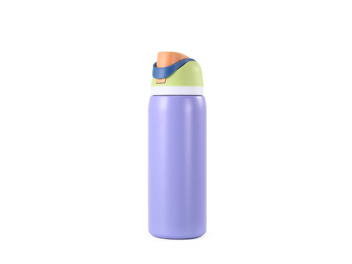 Vaso térmico Siurn con tapa elástica y revestimiento de acero inoxidable, 24 oz (morado)