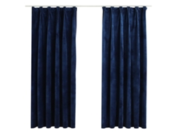 Maison Exclusive - Cortinas Opacas Ganchos 2 Pzas Terciopelo Azul Oscuro 140x175cm