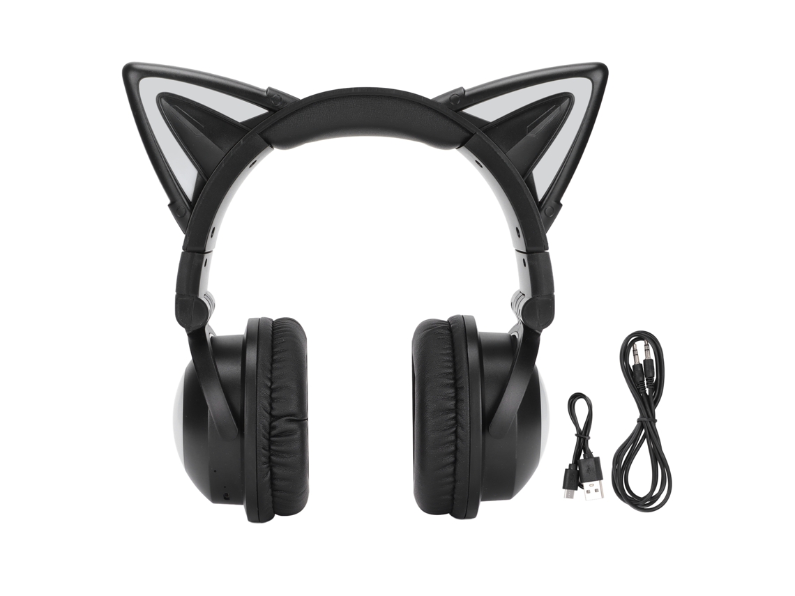 Auriculares Bluetooth Mali con orejas de gato, estéreo, micrófono, LED, para niñas y niños.