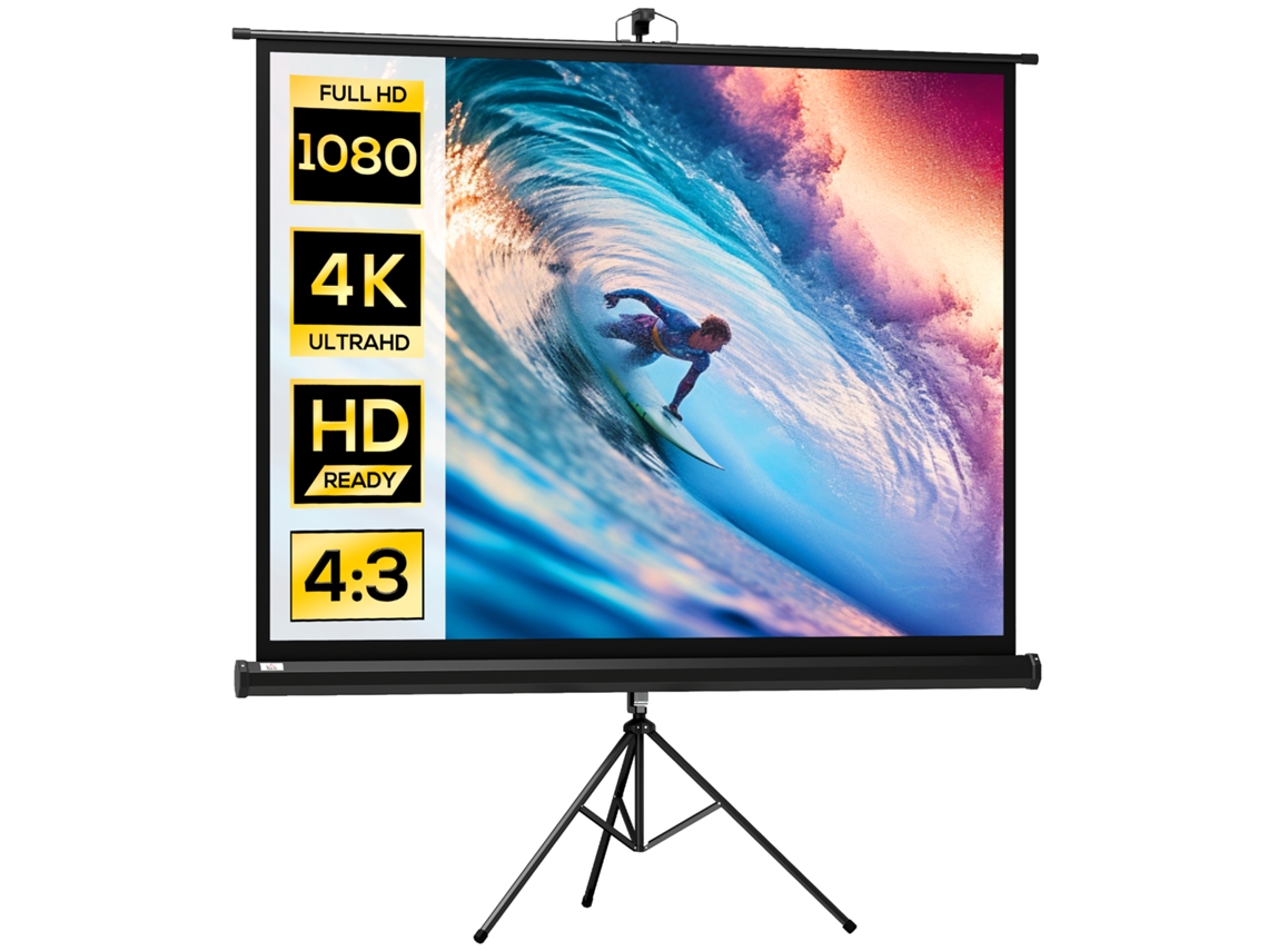 Pantalla de proyección de 84 pulgadas con trípode de altura ajustable, pantalla 4K HD 4:3, para uso interior/exterior. VISTA