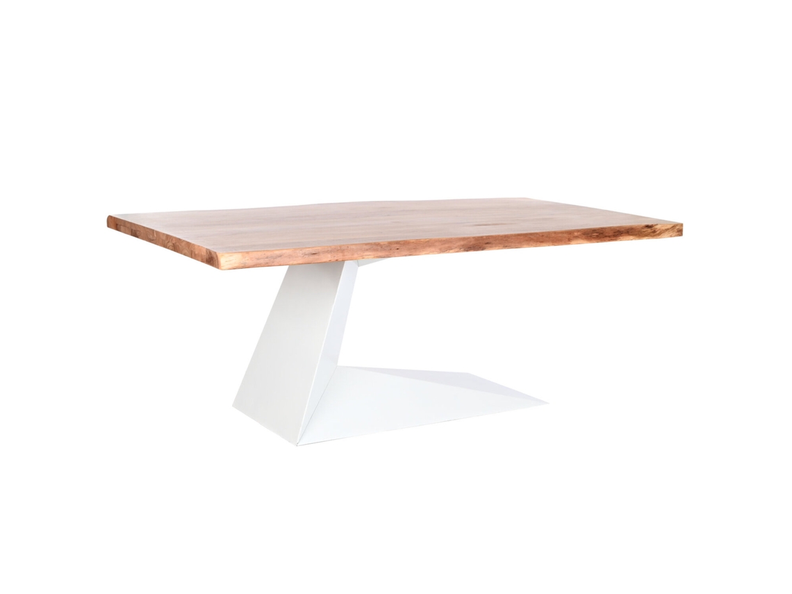 Mesa Comedor Acacia Metal Pata Blanca 200x100x76cm