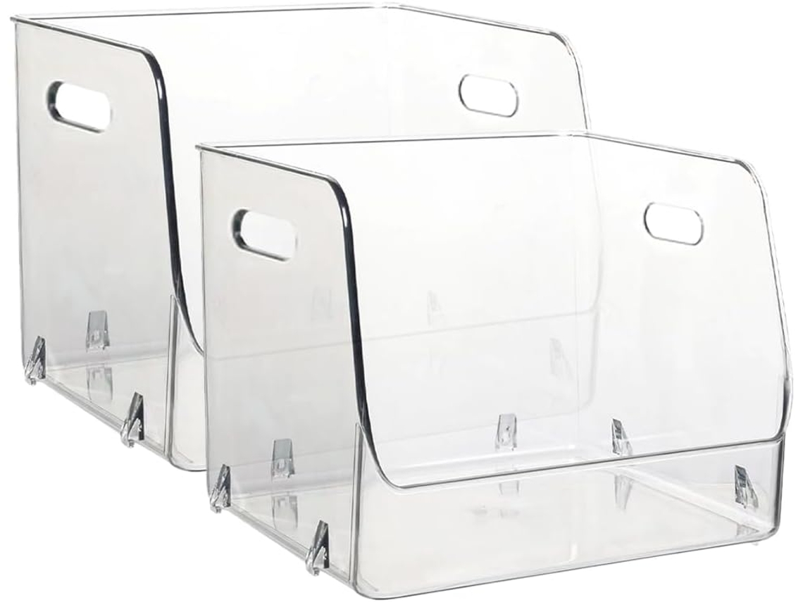 Juego De 2 Pequeñas Cajas De Almacenamiento Transparentes Apilables De Plástico Rígido,