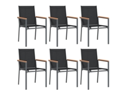 Maison Exclusive - Sillas De Jardín 6 Uds Textilene Y Acero Negro 55x61,5x90 Cm