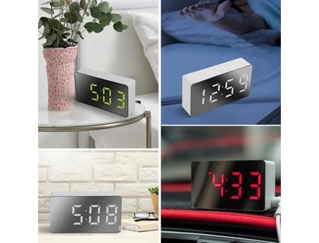 HURRISE Despertador de Espejo LED Digital Mini Alarma Electrónica Multifuncional para Dormitorio Sala de Estar Oficina