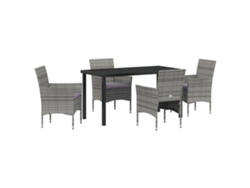 Conjunto de comedor de jardín Vidaxl de 5 piezas, ratán gris