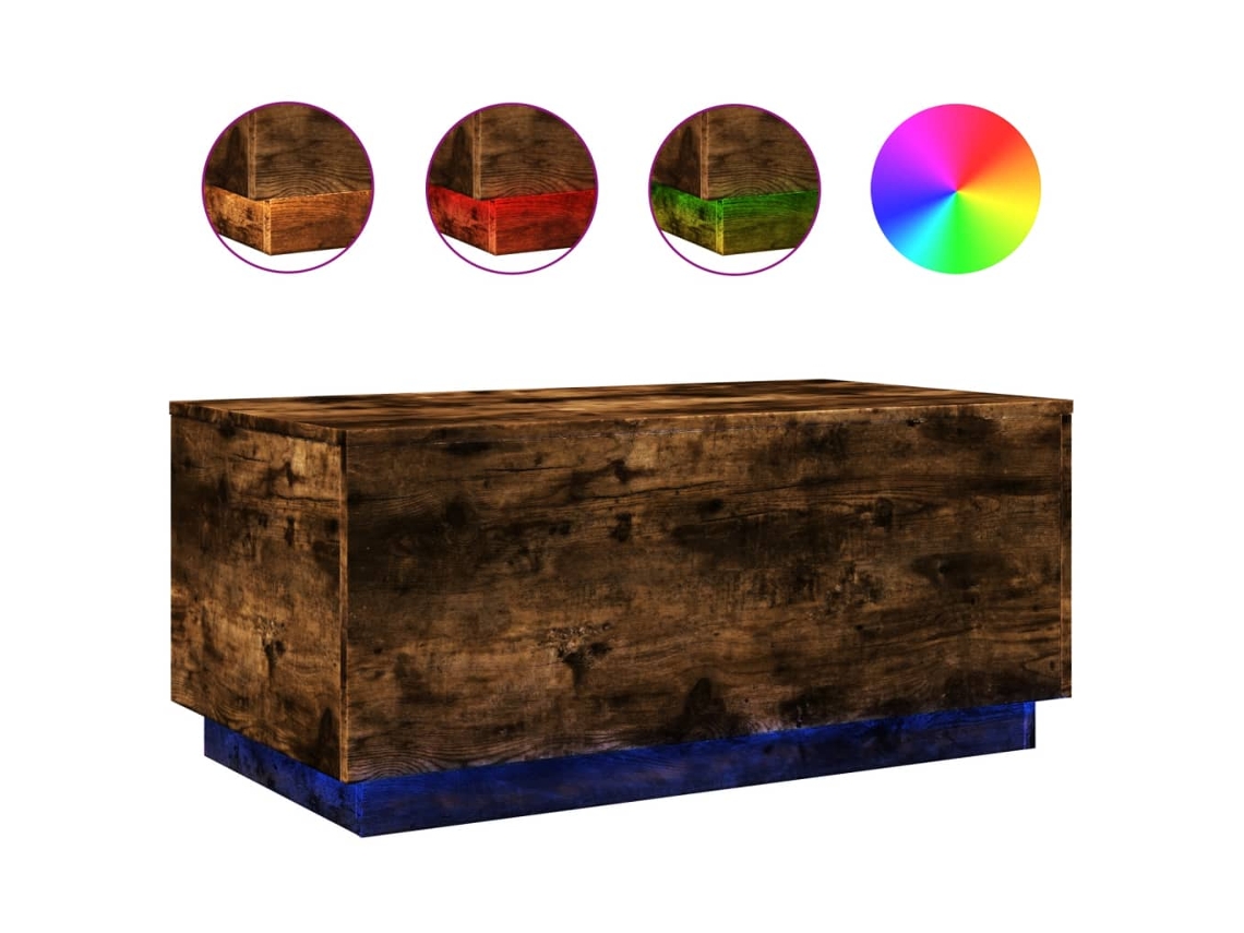 Maison Exclusive - Mesa De Centro Con Luces Led Roble Ahumado 90x50x40 Cm
