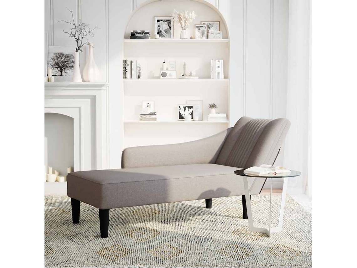 Chaise longue con reposabrazos derecho en tela gris Wsd389619 Lovely Home