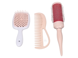 Juego De 3 Peines Para El Cabello Con Peines De Dientes Rectos, Huecos Y Anchos Para Peinar Y Masajear El Cuero Cabelludo - Portátil
