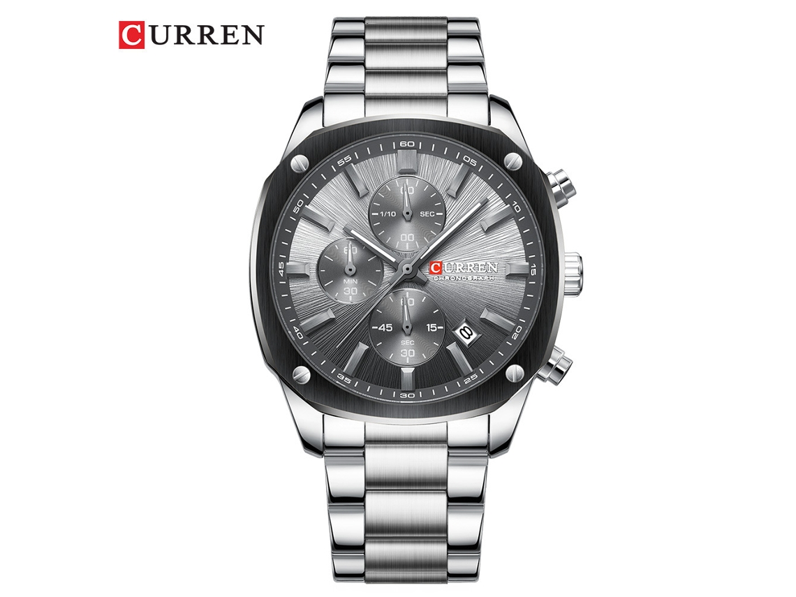 Reloj Cronógrafo Multifuncional De Seis Agujas Para Hombre Con Correa Cuadrada De Acero - Elegante Reloj De Pulsera