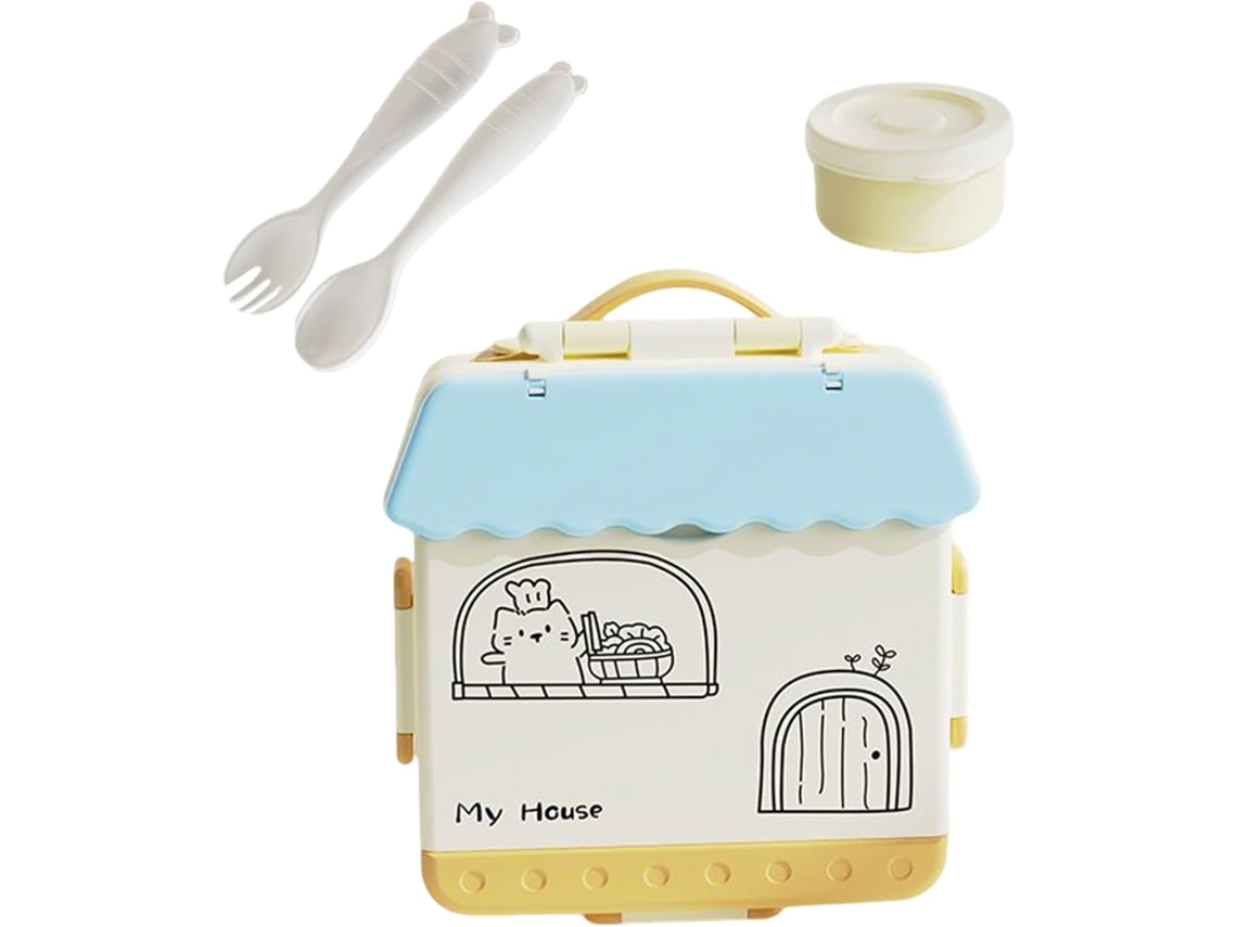 Recipiente térmico infantil de 1000 ml, apto para microondas, ideal para playa y viajes en avión, con cuchara y tenedor | Slowmoose Container