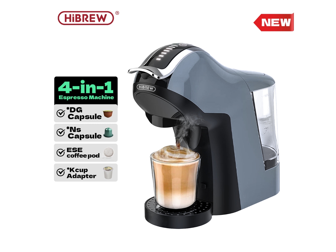 Cafetera de cápsulas Hibrew H17 4 en 1 - Café caliente y frío - Presión de 20 bares - 7 niveles - Ajuste táctil - Para casa o la oficina
