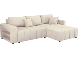 Sofá esquinero convertible de 3 plazas en tejido de chenilla Trocadero Beige Palozi Sofa