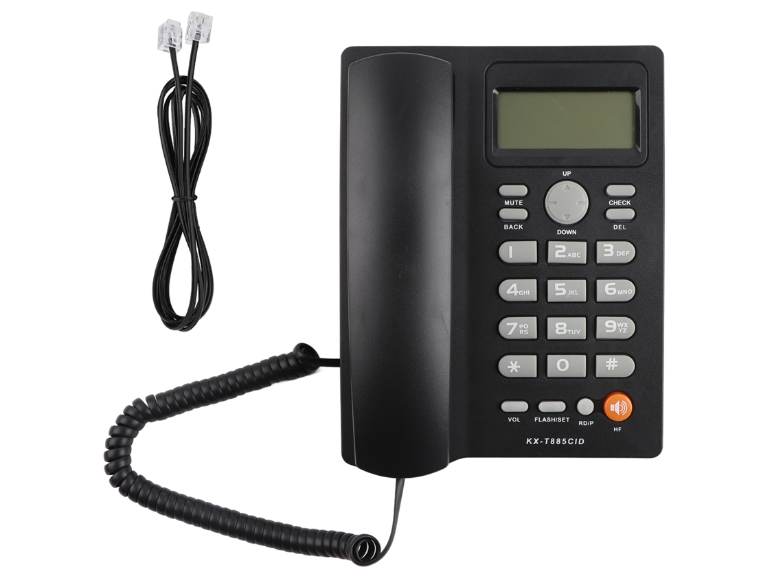 Teléfono Fijo Negro Con Identificador De Llamadas Y Función Manos Libres Para El Hogar, La Oficina Y El Hotel.