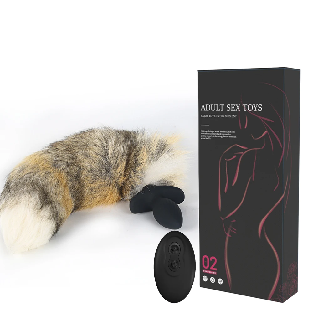 Vibrador Anal Con Control Remoto, Tapón Anal Con Cola De Zorro Real Para Juego De Rol, Dispositivo De Masturbación Femenina