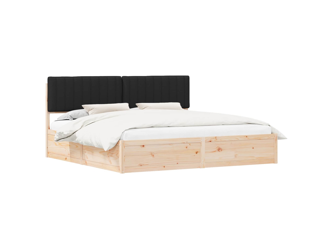 Maison Exclusive - Estructura De Cama Con Cabecera Tapizada Negro 200 X 200 Cm