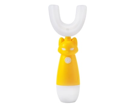 Cepillo de dientes Eléctrico Infantil En Forma De U 360° Autolimpiante Ultrasónico 3-7 Años Amarillo
