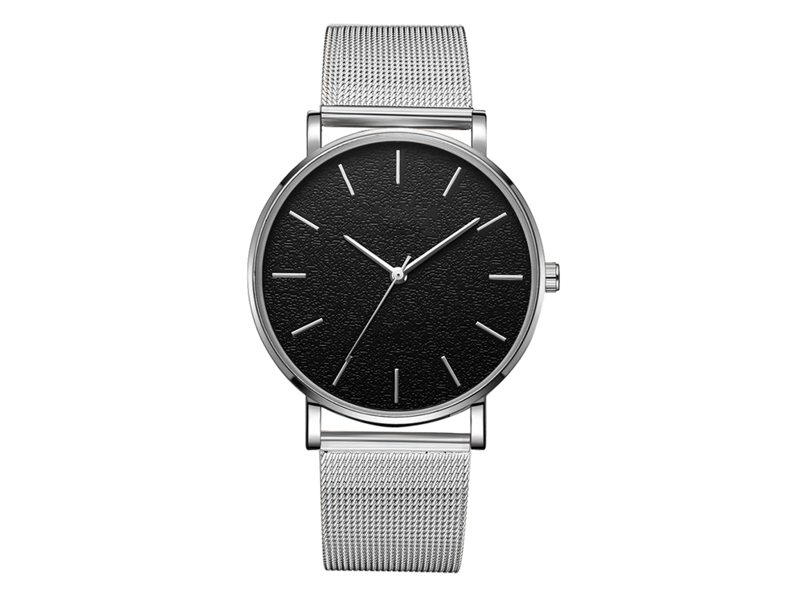 Reloj De Pulsera Analógico De Cuarzo Redondo, Sencillo Y Moderno, Con Brazalete Plateado.