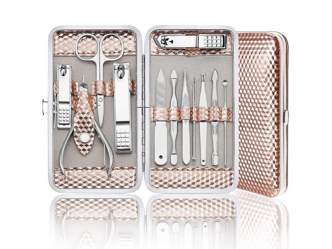 Kit De Manicura Profesional Con Tijeras Para Uñas, 12 Piezas (oro Rosa)