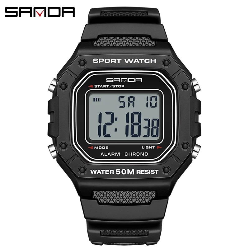 Reloj Deportivo Para Hombre (blanco), Resistente A Golpes Y Al Agua, Con Pantalla Digital Led.
