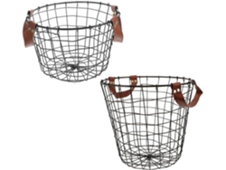 Elegante Cesta De Almacenamiento De Alambre Para Leña Con Asa De Transporte Metálica.