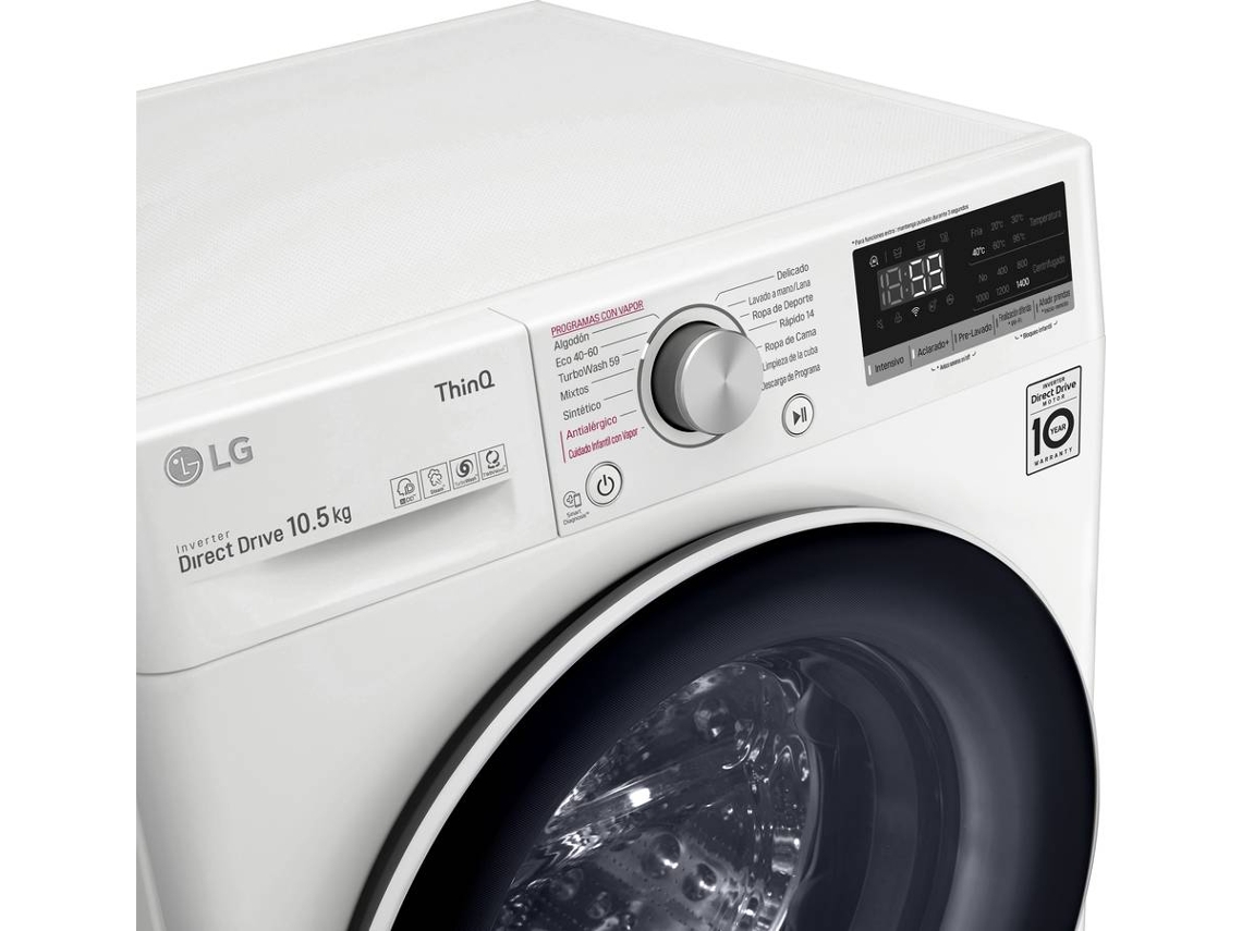 Lavadora LG F4WV5010S0W (10.5 kg - 1400 rpm - Blanco)