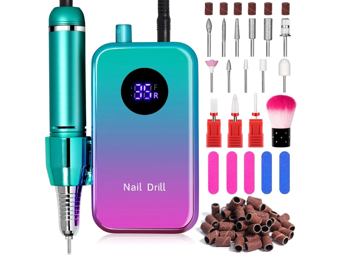 (¡verde!) Máquina De Uñas Eléctrica Portátil Profesional Con Pantalla, Recargable