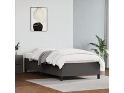 Estructura De Cama Sin Colchón Cuero Sintético Gris 90x190 Cm