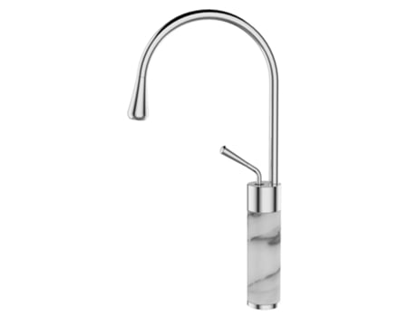 Grifo de Cocina INVENA de Fregadero En Latón Cromado/Mármol Blanco para Baño, Mezcladora de Lavabo de Pie