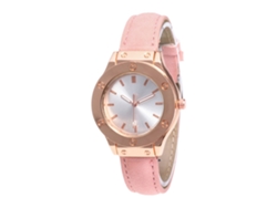 Reloj De Pulsera Unisex De Moda Con Correa De Cuero Pu, Cuadro Redondo, Cuarzo (rosa)