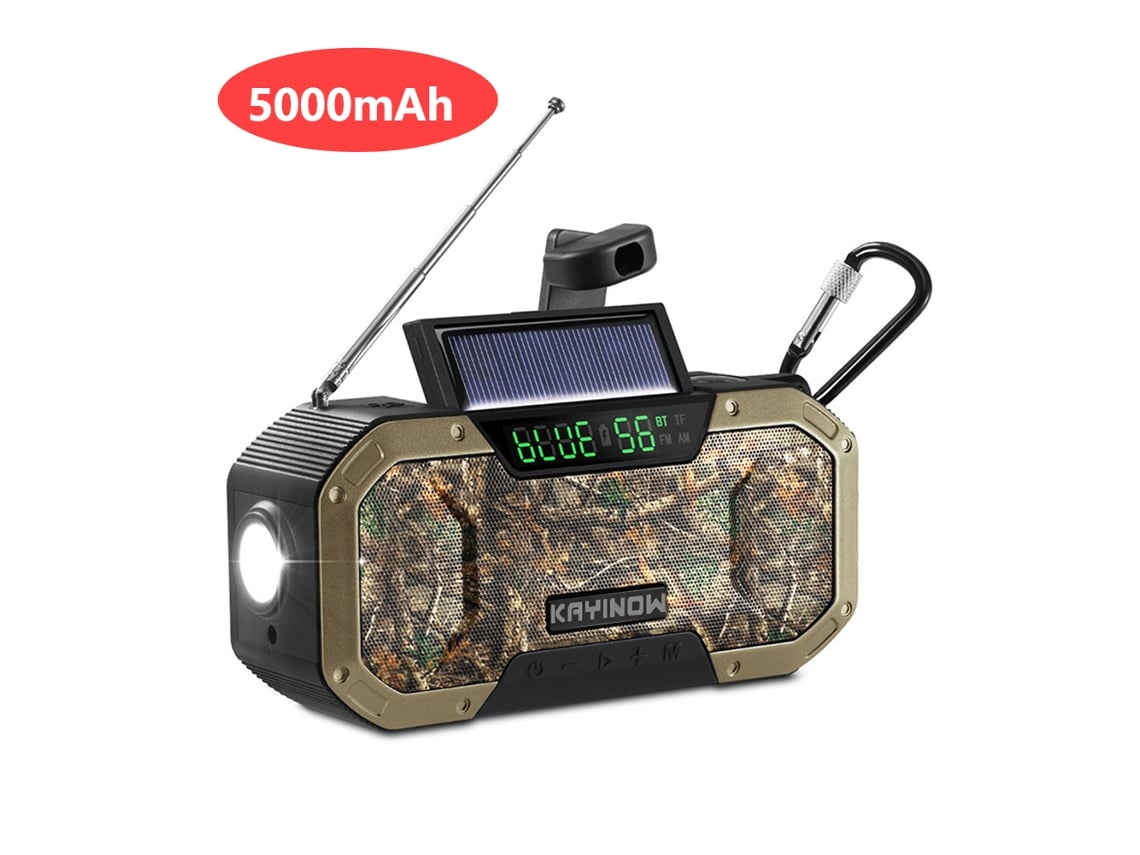 Generador solar de emergencia con manivela, radio portátil AM/FM/NOAA, linterna LED, alarma SOS y batería externa de 2000/5000/10000 mAh. Viewleaf