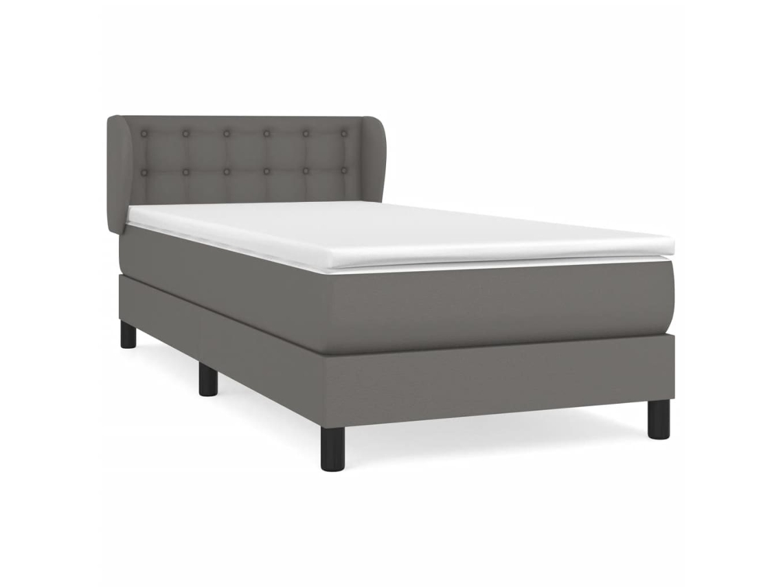 Maison Exclusive - Cama Box Spring Con Colchón Cuero Sintético Gris 80x200 Cm