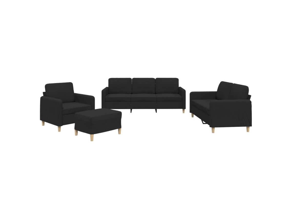 Maison Exclusive - Juego De Sofás Con Cojines 4 Piezas Tela Negro