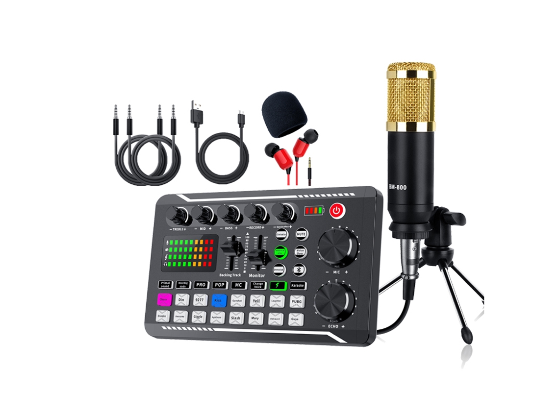 Kit de Microfone e Placa de Som para Dj, Incluindo Mixer e Cabos. MDUG