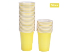 HYMNORA Vasos de plástico desechables para fiestas, reutilizables, de 450 ml, con diseño grueso y base antideslizante, color amarillo. Suministros atractivos 