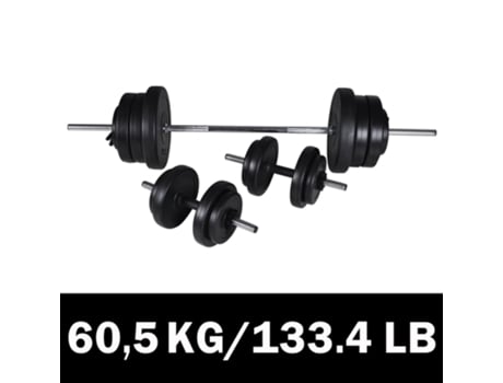 Banco musculación vidaXL, soporte pesas, pesas y mancuernas 60,5 kg,  Máquinas de musculación, Los mejores precios