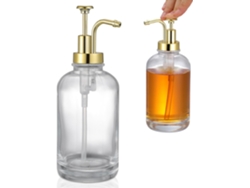 Dispensador De Loção E Sabonete Líquido Yarnow Em Vidro Com Tampa Dourada Com Bomba Dosadora, Design Transparente E