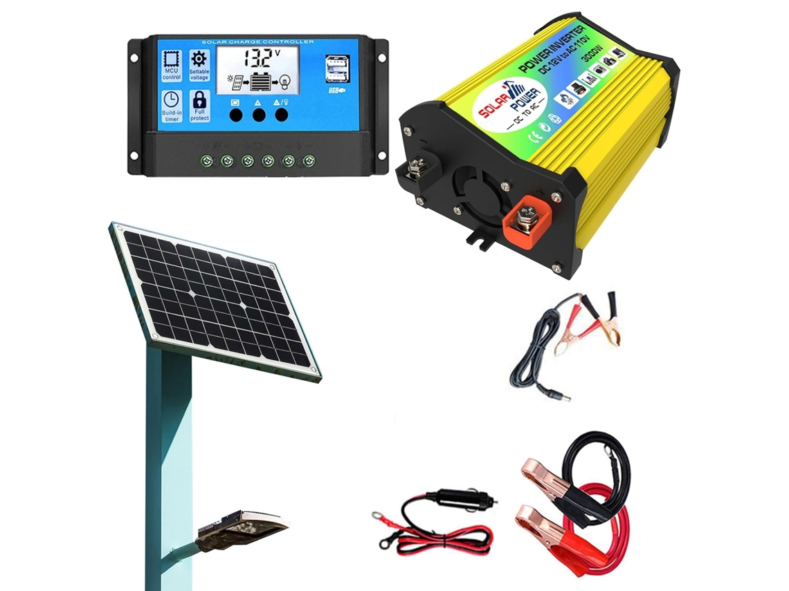 Kit De Inicio Para Paneles Solares: Controlador E Inversor Incluidos Con Inversor