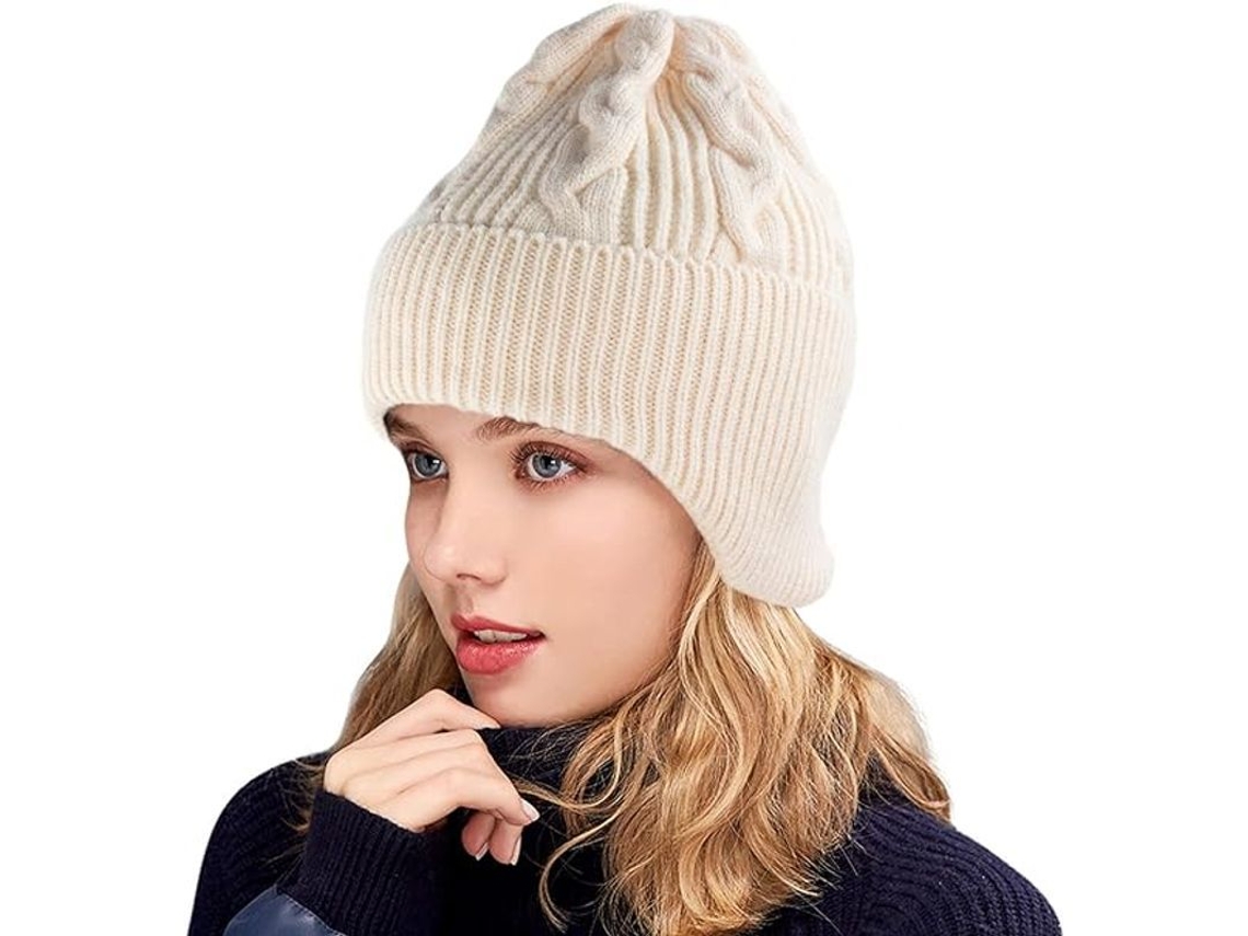 Gorro De Invierno Para Mujer, Cálido, Suave Y Elástico, Con Orejeras, Confeccionado En Lana Acrílica.