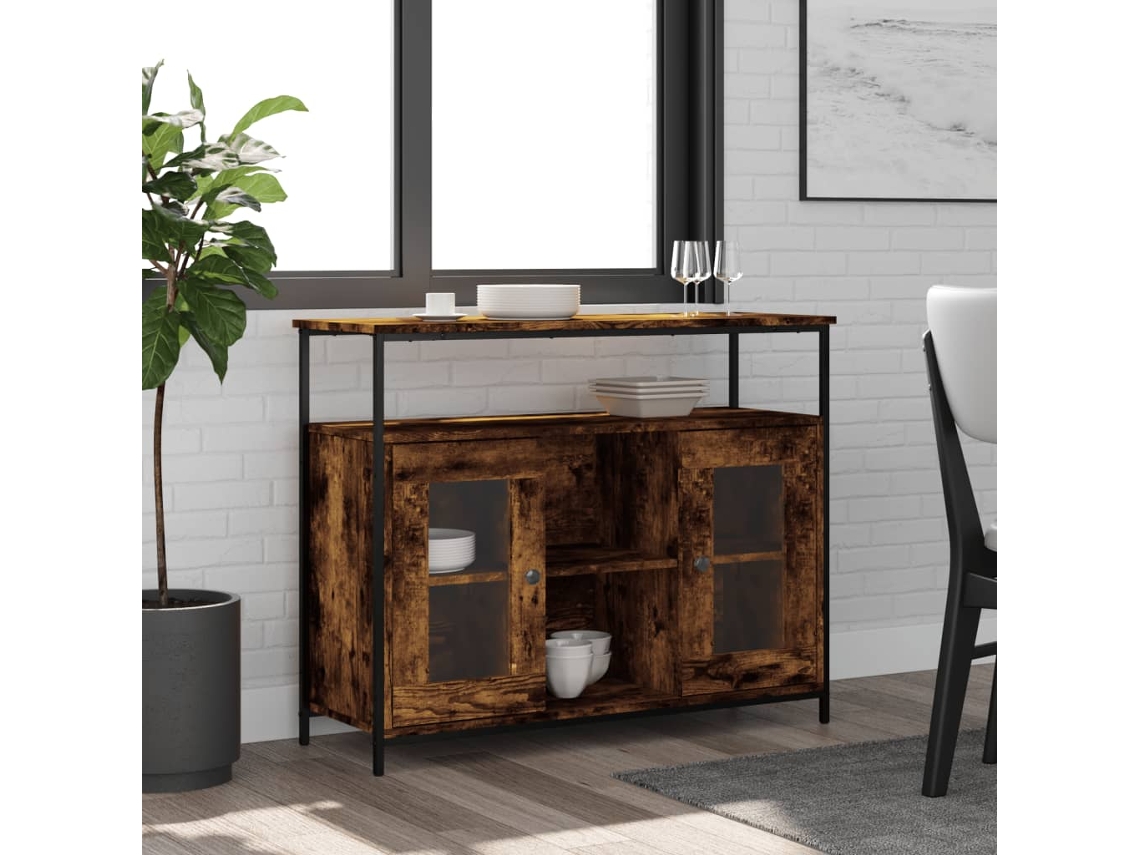 Aparador De Madera De Ingeniería Roble Ahumado 100x35x80 Cm