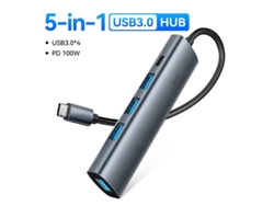 Estación de acoplamiento 5 en 1 USB C 3.2 3.0 Hub Yizhood 4K 60Hz HDMI 100W para Macbook Pro Samsung Xiaomi PC Laptop gris