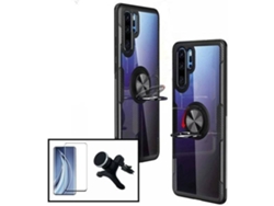 Kit Funda, Soporte Y Protector De Cristal Templado Para Huawei P30 Pro New Edition, Clear Armor, Transparente Y Negro