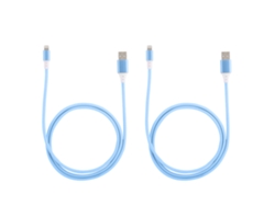 Cable De Carga (transferencia De Datos Con Luz Led) Para Teléfonos Apple, Cable De Alimentación Tpe Azul, Paquete De 2