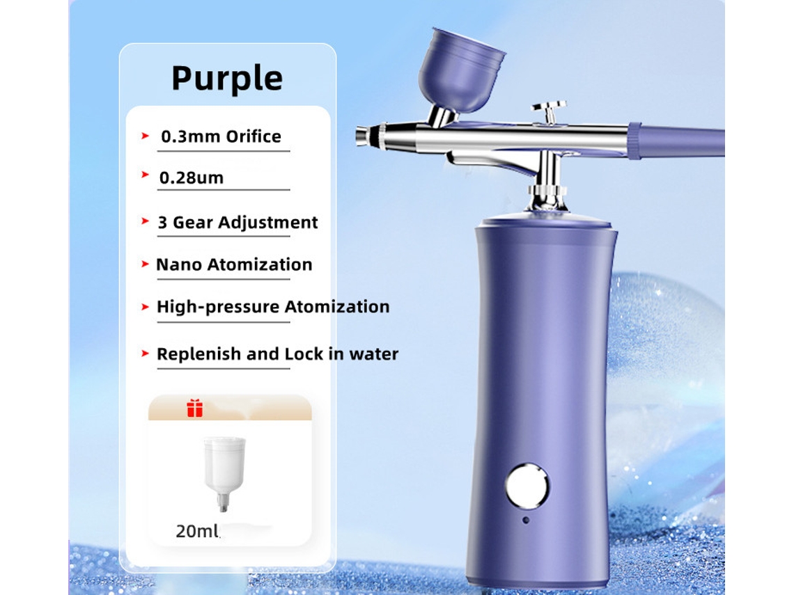 Mini aerógrafo inalámbrico (morado) para peinar el cabello - Nano Spray