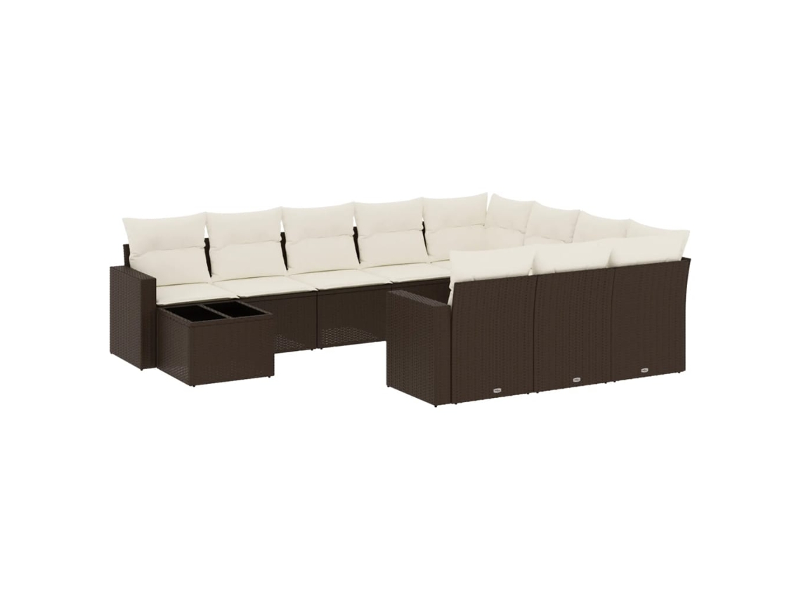 Maison Exclusive - Set De Sofás De Jardín 11 Pzas Cojines Ratán Sintético Marrón