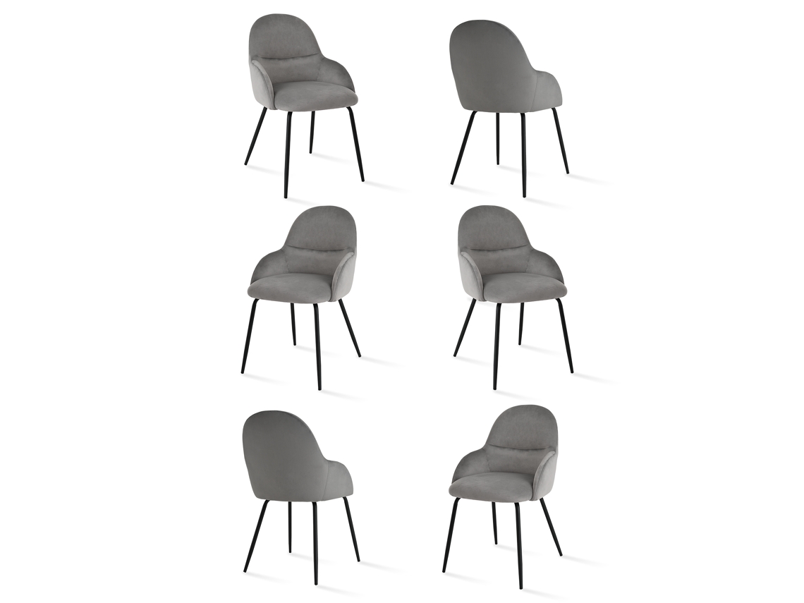 Sillas De Comedor Goeurvant 1438(pack De 6, Gris Claro, Terciopelo)